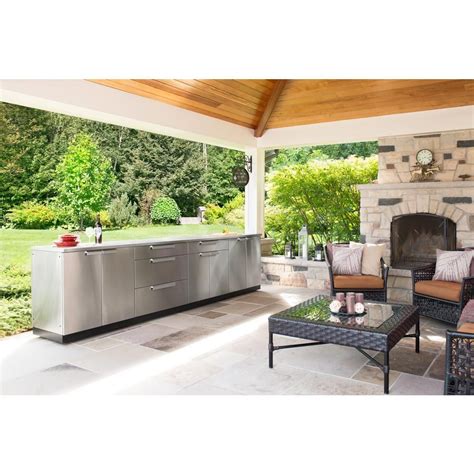 newage products outdoor kitchen stainless steel 3 piece cabinet set|newage outdoor kitchen cabinets.